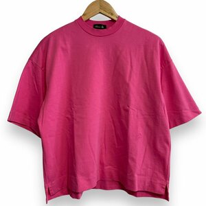 美品 23SS Drawer ドゥロワー M.SUMMER1 コットン天竺 半袖 クルーネック ロゴ刺繍 スクエア Tシャツ カットソー オーバーサイズ 1 ピンク