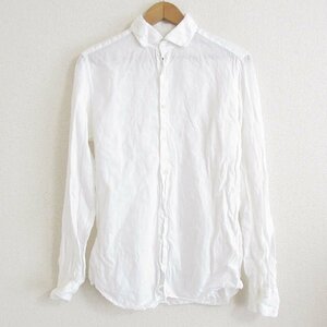 美品 GLANSHIRT グランシャツ リネン100％ 長袖 レギュラーカラー シャツ 39 ホワイト