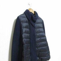 美品 MONCLER モンクレール TRICOT CARDIGAN ロゴワッペン ダウン ニットカーディガン M ネイビー ◆_画像3