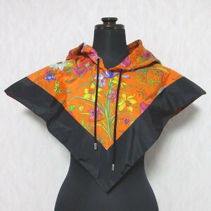  as good as new 20SS GUCCI Gucci nylon flora flower print rain hood poncho M orange *