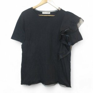 美品 VALENTINO ヴァレンティノ チュール レース装飾 半袖 Tシャツ カットソー 8サイズ ブラック