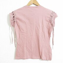 美品 03SS Christian Dior クリスチャンディオール ガリアーノ期 クルーネック 半袖 レースアップ Tシャツ カットソー F38サイズ ピンク系_画像2