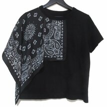 美品 22SS Sacai サカイ Bandana print T-shirt ペイズリー柄 バンダナ ドッキング 半袖 Tシャツ 22-05935 2サイズ ブラック_画像1