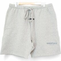 美品 FOG ESSENTIALS エッセンシャルズ ロゴプリント 裏起毛 スウェット ショートパンツ イージーショーツ Lサイズ グレー_画像1