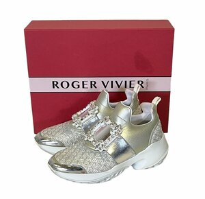 ROGER VIVIER ロジェヴィヴィエ VIV RUN STRASS BUCKLE ストラス バックル ヴィヴラン スニーカー サイズ38.5 シルバー ◆