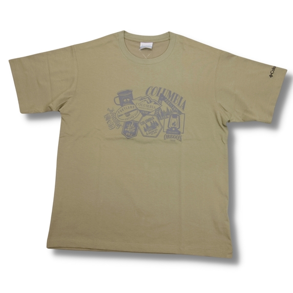 即決☆コロンビア キャンピング グラフィック GN/XLサイズ 半袖Tシャツ 送料無料 グリーン カーキ UPF UVカット 紫外線対策