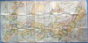 戦前 大判古地図「帝国里程全図」大正3年 台湾 朝鮮 満州 樺太 約115.5×53.5cm / 日本軍 韓国 黄海 中国 