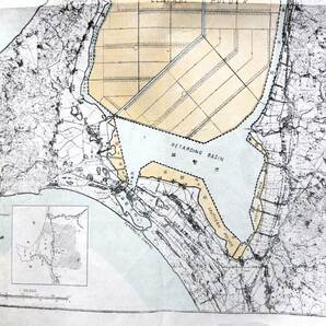昭和 当時物「八郎潟干拓計画一般図」八郎潟干拓事業概要 八郎潟干拓事務所 現況 計画 // 秋田県 大潟村 八郎湖の画像3