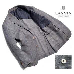 極美品【春夏】LANVIN COLLECTION ランバン コレクション 2B テーラードジャケット 48 メンズ 背抜き【美シルエット】刻印ボタン 日本製