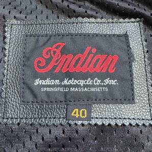 美品【名作】Indian Motocycle インディアンモトサイクル パンチングレザー 半袖 ライダースジャケット 40(L相当) 牛革 ロゴ 刺繍ワッペンの画像7