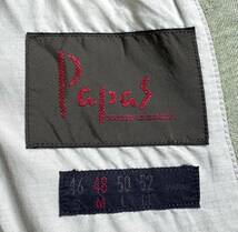 美品【定価8万超】Papas パパス リネン テーラードジャケット 48 (M) 麻100％【Pロゴ刺繍】メンズ 日本製 背抜き 高清涼感 春夏 グリーン_画像9