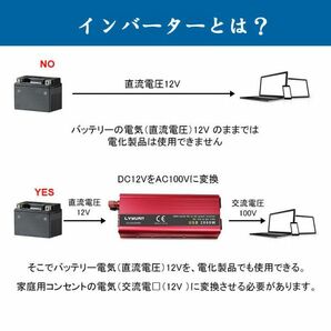 ★激安価格★即発送★送料無料★インバーター 連続出力1000W 瞬間最大2000W 入力DC12V 出力AC100V レッド 車載充電器 USB 新品未使用の画像4