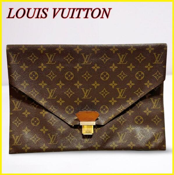 【希少】LOUIS VUITTON ルイヴィトン ポッシュ プレート クラッチバッグ クラッチバッグ セカンドバッグ PVC ブラウン モノグラム 1円