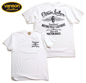 新品 VANSON Tシャツ 白M バンソン ホイルウィング メンズtシャツ 068 バイカー半袖t カットソー vanson半袖t 新着