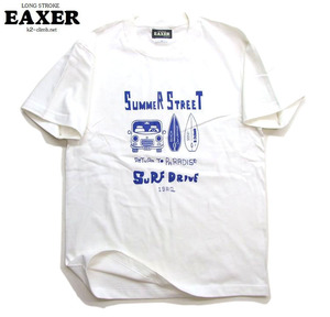 新品 EAXER サーフTシャツ 白M サマーストリート オリジナルt サマードライブt　サーフボード イークサー メンズt カットソー