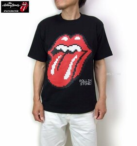 新品 ローリングストーンズTシャツ 黒M ラバーブロック ジャックローズ ロック バンド メンズt カットソー 新着 523564 ROLLING STONES