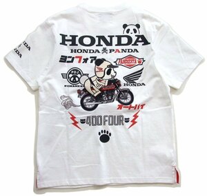 新品 パンディエスタ×ホンダ Tシャツ ヨンフォア 白XXL HONDA公認 CB400半袖t パンダ PANDIESTA メンズtシャツ カットソー 523503