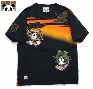 新品 パンディエスタ 風神雷神Tシャツ 黒M 和柄tシャツ パンダ半袖t メンズTシャツ カットソー PANDIESTA 523215 新着