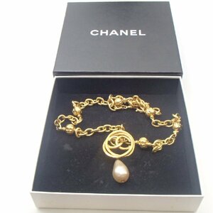 *CHANEL Chanel necklace / Vintage fake pearl here here Mark accessory box *KI