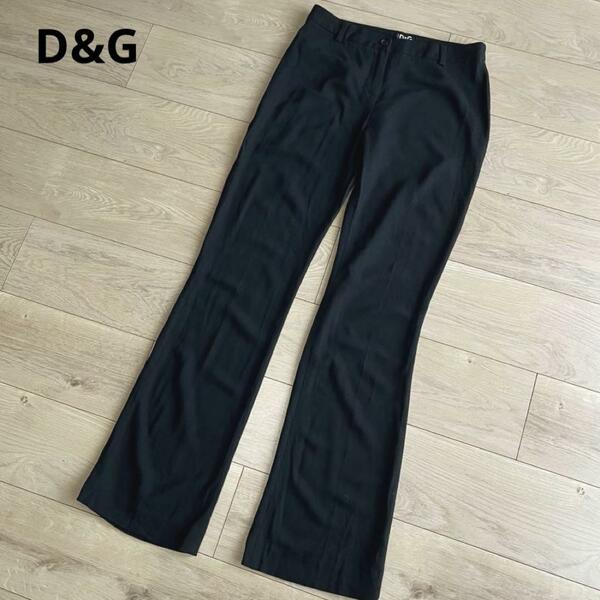 D&G　ウール　フレア　スラックス　黒　パンツ　38サイズ　ブラック　ドルガバ