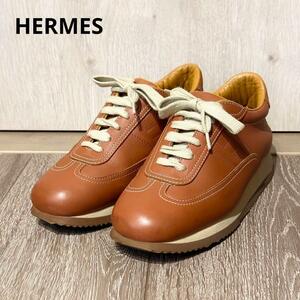 HERMES　エルメス　クイック　レザースニーカー　Hロゴ　ブラウン　36サイズ