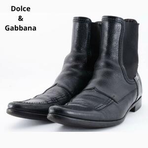  Dolce and Gabbana type pushed . leather side-gore boots black black 6 size 