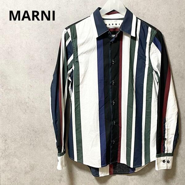 MARNI　マルニ　マルチカラーストライプ　シャツ　長袖　コットンポプリン　44