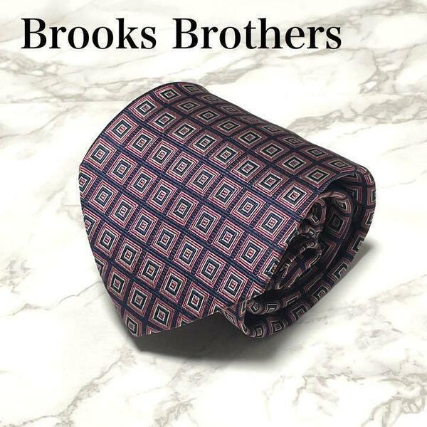 Brooks Brothers　高級シルクネクタイ　総柄　パープル パターン柄