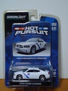 ★グリーンライト 1/64　HOT PURSUIT　アーカンソー州 警察　2009 ダッチ チャージャー　　 未開封★