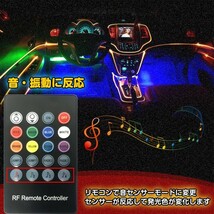 送料無料 車 RGB 音に反応 LED アンビエントライト リブ付き アクリルファイバー 6m 音センサー DC12V 内装 インテリア ドレスアップ ee253_画像5