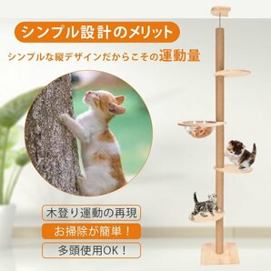 1円 キャットタワー 突っ張り 木登りタワー 宇宙船ボウル付き タワー キャットツリー シングル 猫タワー 省スペース スリムつっぱり pt074の画像4