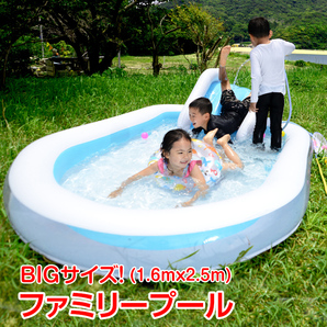 1円 未使用 プール ファミリー 家族 子供 夏 暑い 家 家庭 水 ビニール 大人 滑り台 ny271の画像1