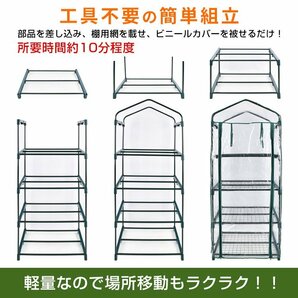 送料無料 ビニールハウス 家庭用 資材 小型 巻上式 4段 温室 ガーデンハウス グリーンキーパー 温室棚 家庭菜園フラワーハウス DIY ny583の画像8