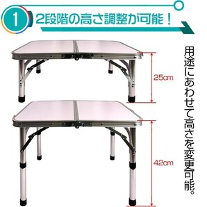 送料無料 アウトドアテーブル ローテーブル 折りたたみ ミニテーブル 60cmx40cm レジャーテーブル キャンプテーブル 高さ調整 BBQ ad257の画像2