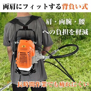 草刈機 背負い式 刈払機 刃 エンジン 43cc 芝刈り機 2サイクル コードレス チップソー ナイロンコードカッター diy 伐採 草刈り sg065の画像9