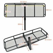 訳あり送料無料 ヒッチ キャリア カーゴ 折りたたみ ヒッチメンバー 荷台 積載 キャンプ アウトドア カスタム 外装 ee295-ｗ_画像2