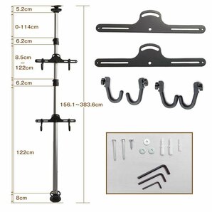 1円 自転車スタンド 自転車ラック サイクルスタンド 2台収納 狭いスペース 自転車 スタンド 収納 高さ調整 つっぱり式 室内保管 zk077の画像2