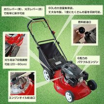 1円 自走式芝刈り機 6馬力 エンジン 草刈機 7段階 高調整 集草袋 集草 お庭 軽量 エンジン刈払機 自走芝刈機 ガーデニング ny462_画像2