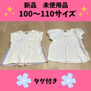 新品未使用品【ふわふわ女の子半袖Tシャツ2点セット】タグ付き　エニィファム　100＆110サイズ