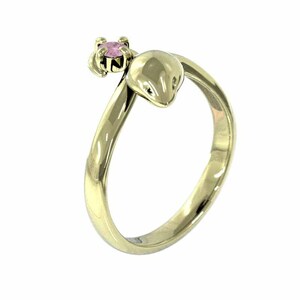 k18 yellow gold . ring 1 bead stone pink sapphire Cobra ring 