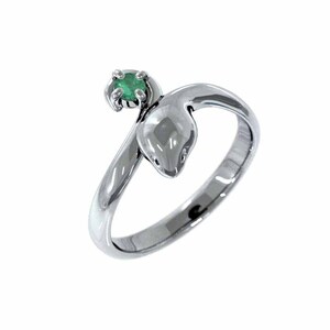  ring 18k white gold Sune -k one bead stone emerald 5 month birthstone Cobra ring 