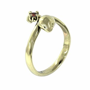 18 gold yellow gold . Sune -k ring 1 bead stone garnet Cobra ring 