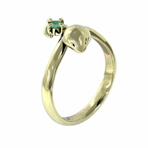  ring one bead . Sune -k emerald 5 month birthstone 18 gold yellow gold Cobra ring 