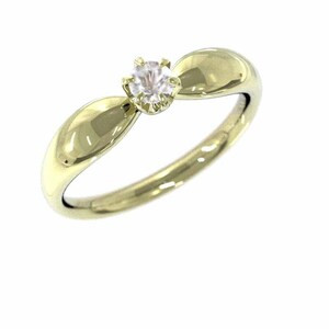 結婚指輪 にも 18kイエローゴールド 一粒石 ダイアモンド 4月誕生石