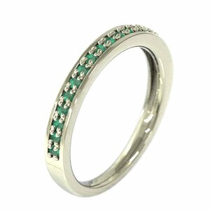  emerald half Eternity - ring thin ring 5 month birthstone k10 yellow gold 