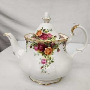 CK◇ ROYAL ALBERT ロイヤルアルバート Old County Roses ティーセット カップ&ソーサー ティーポット シュガーポット マグカップ 金彩の画像4