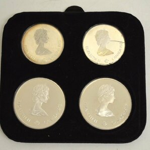 [fui] Copyright 1972 COJO 76 カナダ銀貨 モントリオールオリンピック 記念コイン 5ドル 10ドル 4枚セット ケース付 シルバーの画像4
