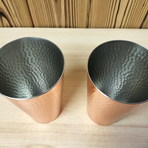 ★未使用 copper100 HOME WARE 銅製 タンブラー 新光金属 槌目タンブラー 大2個★の画像2