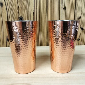 ★未使用 copper100 HOME WARE 銅製 タンブラー 新光金属 槌目タンブラー 大2個★の画像1