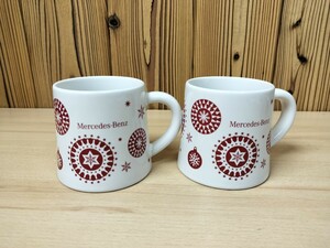 ★メルセデス・ベンツ　クリスマス柄　オリジナル　 マグカップ　2個　ノベルティ　陶器★　